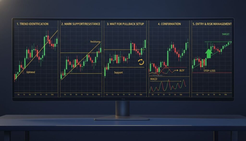 Step-by-step swing trading technical analysis strategy – from trend identification to trade execution