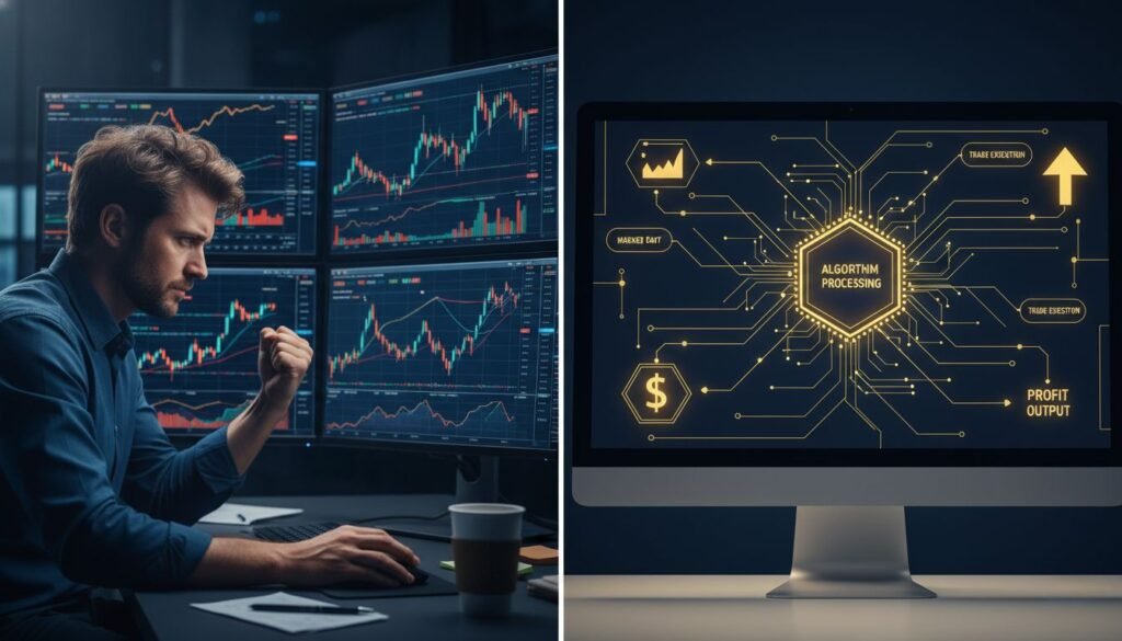 manual trading versus automated algorithmic trading comparison